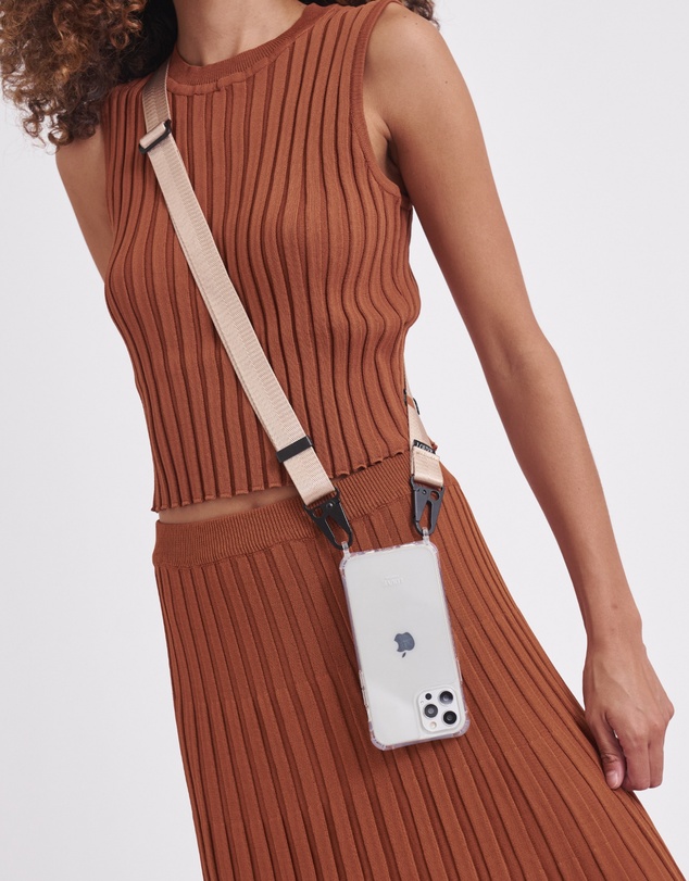 LOUVE COLLECTION - Clear Phone Case + Latte Love Lanyard