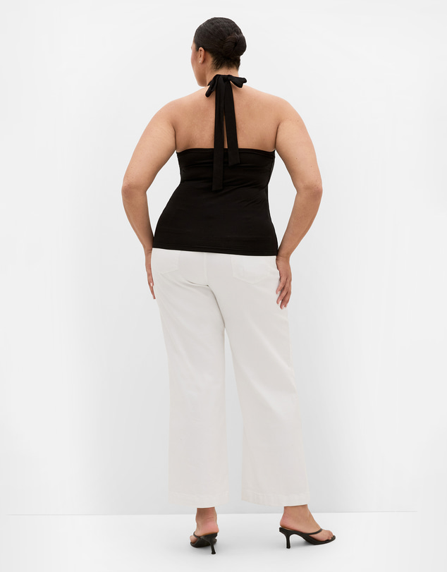 City Chic - Plus size Halter Neck Tie Top - black