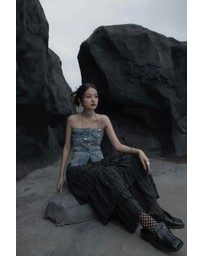 Glamorous - Long-breasted corseted denim top