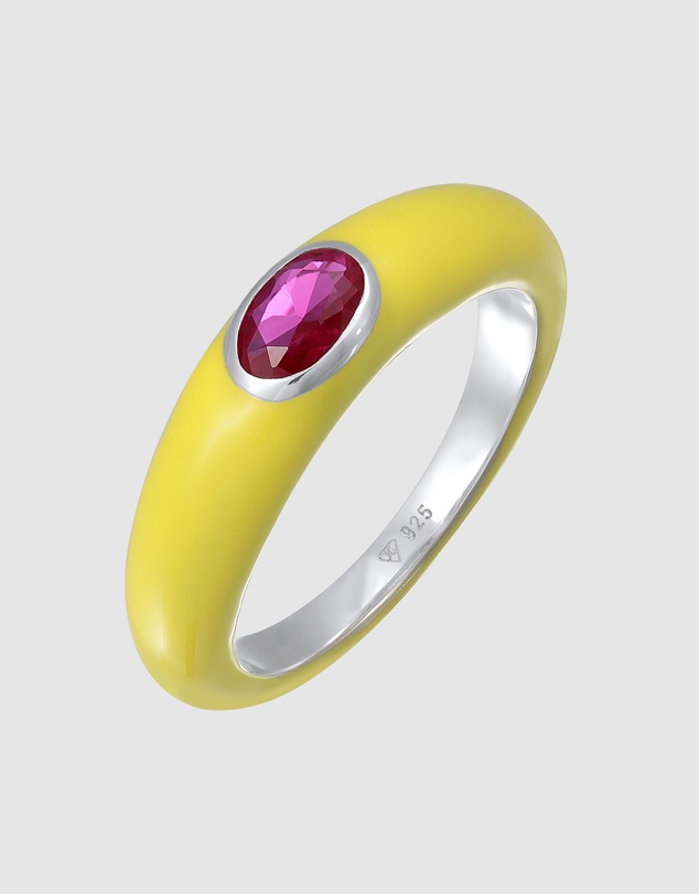 Elli Jewelry - Ring Ruby Oval 925 Sterling Silver