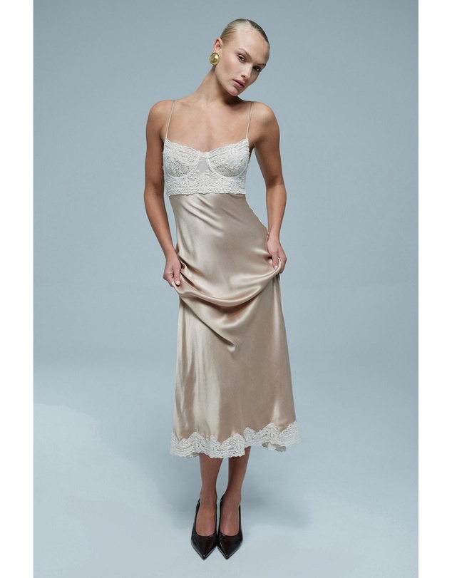 Bardot - Tzariana Satin Lace Midi Dress
