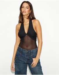 Dazie - Orchid Mesh Halter Bodysuit