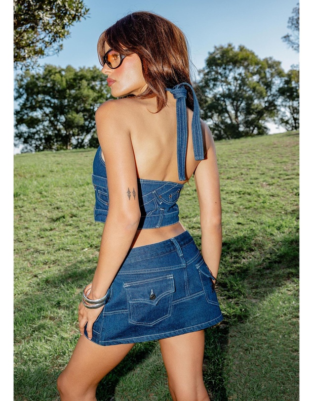 Neon Hart - Jigsaw Denim Halter Top