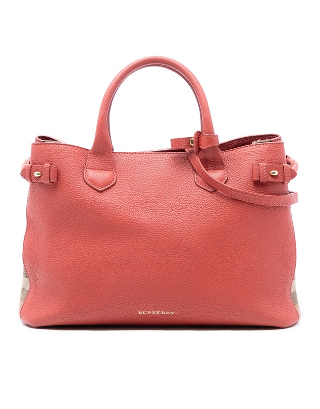 Pre-Loved by Azura Reborn - Pre-Loved Medium Leather and House Check Canvas Banner Satchel