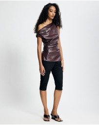 Lover - Fleur Patent Leather Look Asymmetrical Top