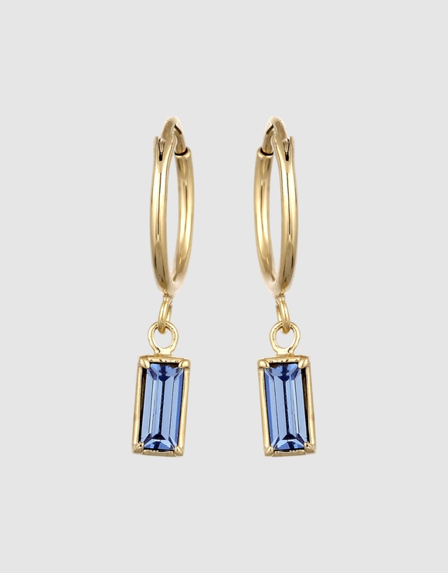 Elli Jewelry - Earrings Hoops Crystal Rectangle 925 Sterling Silver Gold-Plated