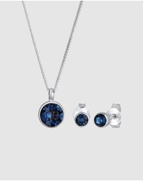 Elli Jewelry - Jewelry Set Circle Dark Blue Crystals 925 Sterling Silver