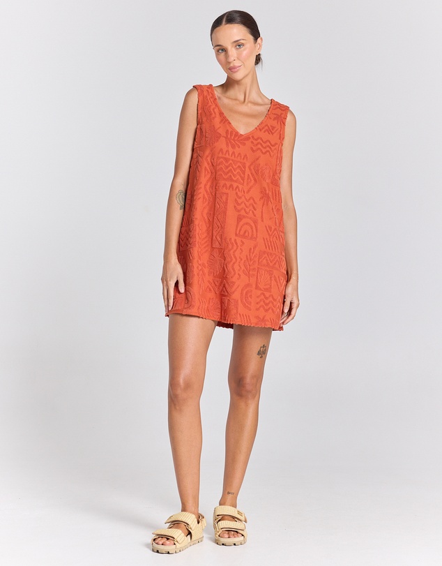 Poolside Paradiso - Mai Tai V Tunic Towelling Dress - Sienna
