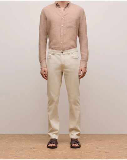 Trenery - Cotton Garment Dyed Twill Pant in Stone