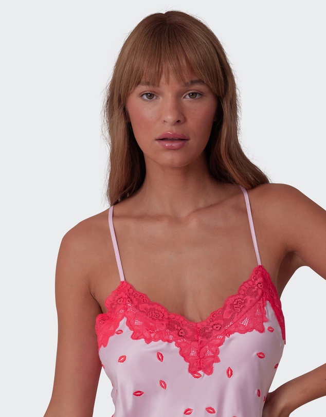 Bras N Things - Angelica Kisses Short Slip - Print/Pink