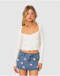 EDIKTED - Misty Scoop Neck Ribbed Top