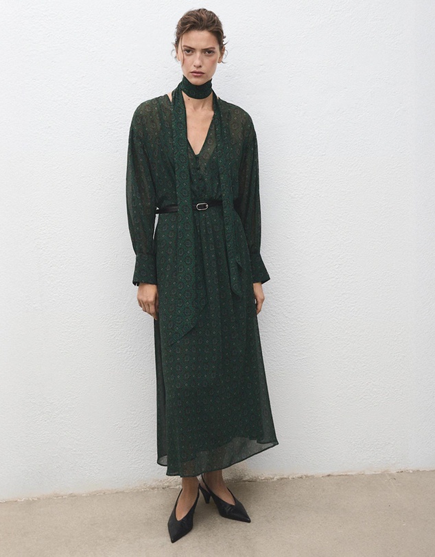M.N.G - Printed Dress With Foulard