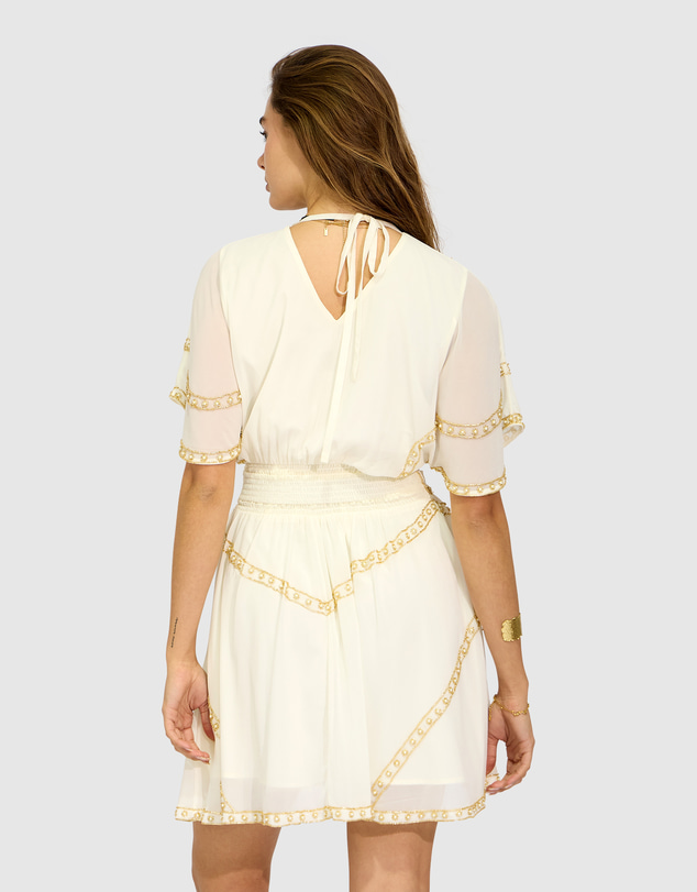 Belle & Bloom - Golden Mark Beaded Trim Mini Dress