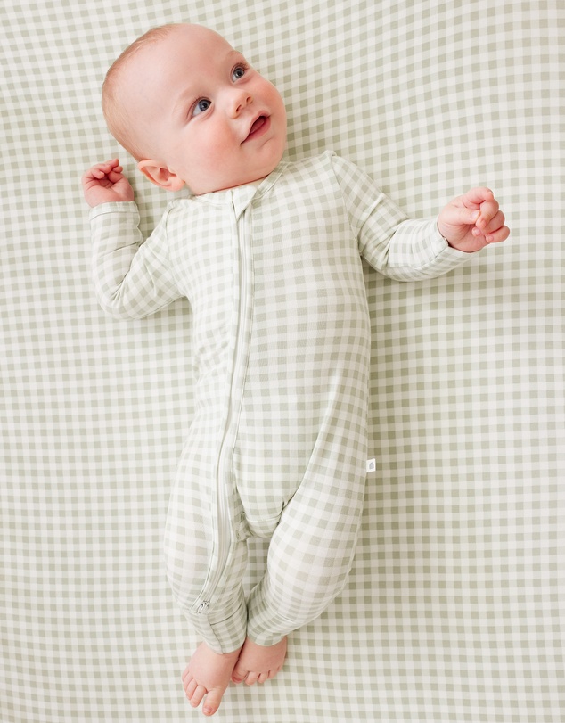 Kynd Baby - Day or Night Onesie in Sage Gingham