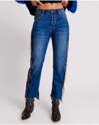 ONE TEASPOON - Bluemoon Jewelled Hooligans Mid Waist Relaxed Jeans
