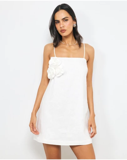 AERE - Mika Placement Flower Mini Dress
