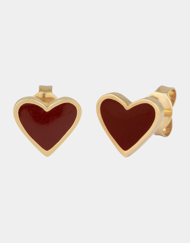 Elli Jewelry - Heart Stud Earrings in Gold-Plated 925 Silver