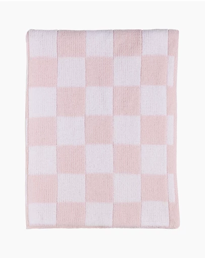 Living Textiles - Chenille Blanket - Checkered Pink