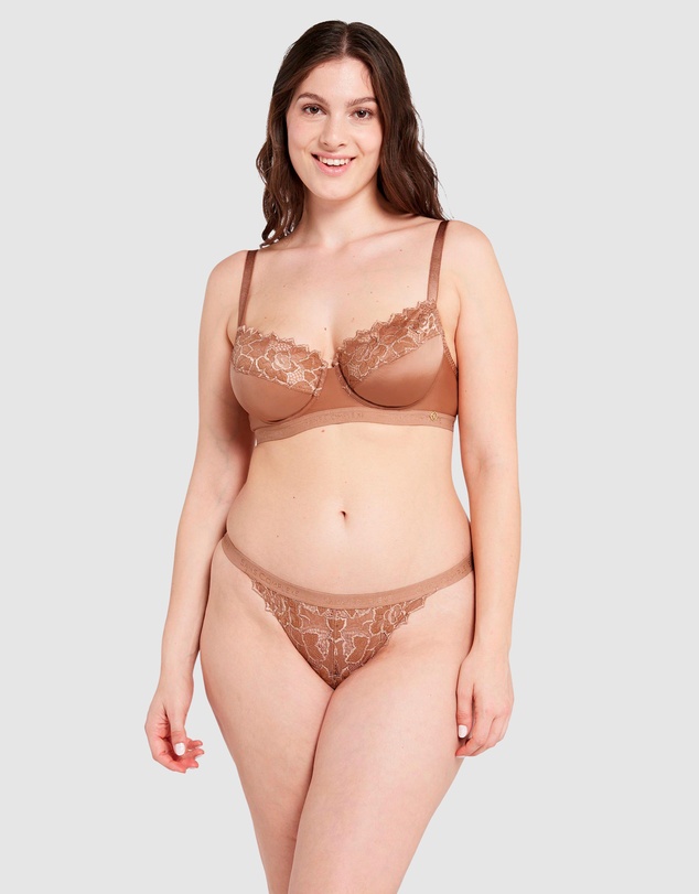 Sans Complexe - Arum Gloss Wired Half Cup Longline Bra with Lace