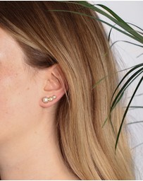 Elli Jewelry - Earrings Earclimber Baroque with Freshwater Pearls in 925 Sterling Silver Gold Plated