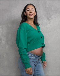 Soon Maternity - V-Neck Cropped Cardigan
