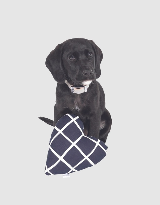 Mog & Bone - Heart Shaped Soft Toy - Navy Check Print