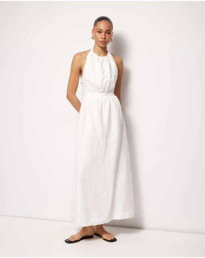 AERE - Tali Linen Cross Back Midi Dress