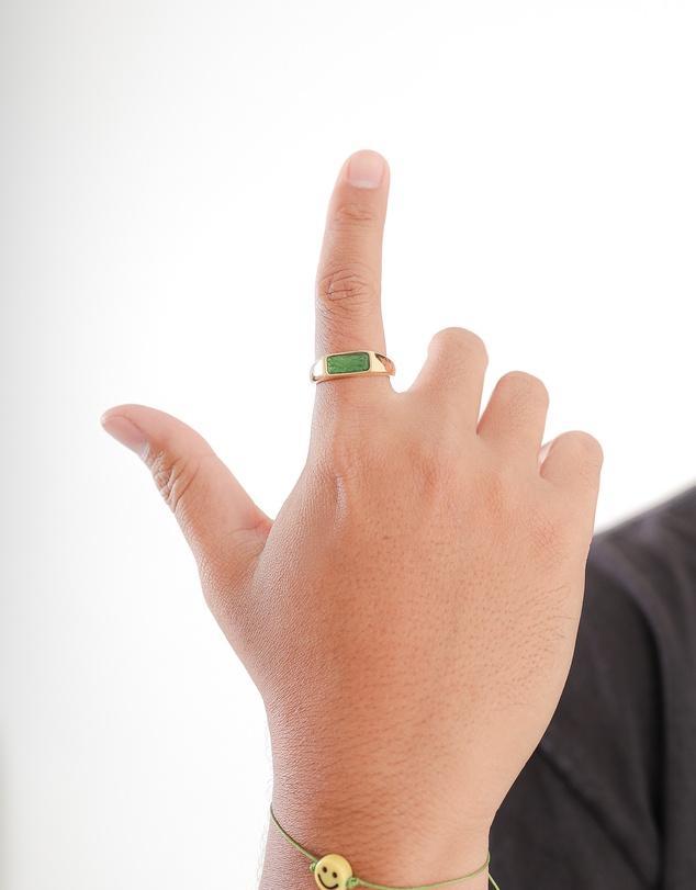 Kuzzoi - ICONIC EXCLUSIVE - Enamel Signet Ring in Gold-Plated 925 Sterling Silver