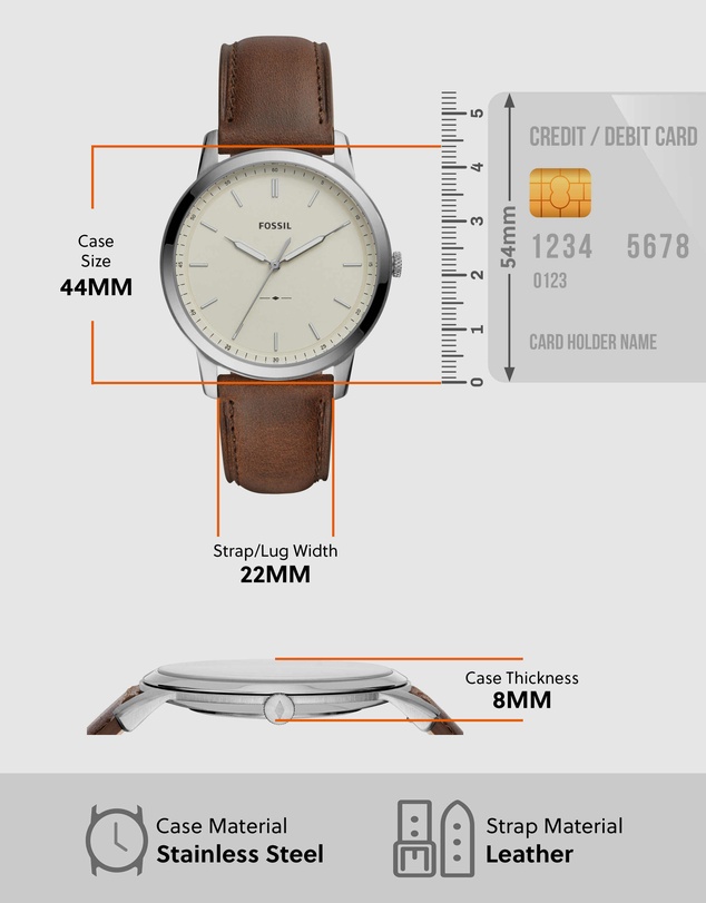 Fossil - The Minimalist 3H Brown Analogue Watch