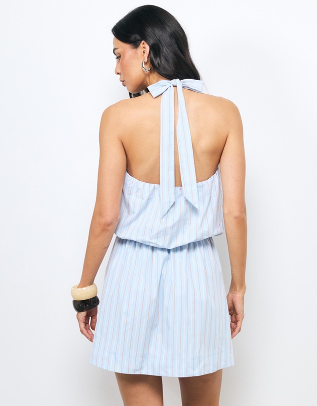 AERE - Shiloh Stripe Gathered Waist Mini Dress