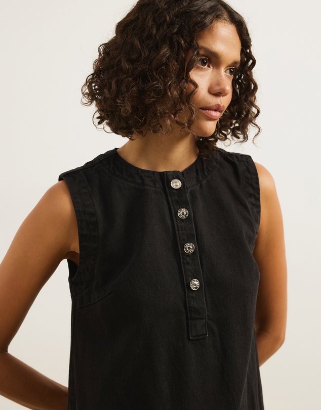 Atmos&Here - Deana A-Line Sleeveless Denim Mini Dress