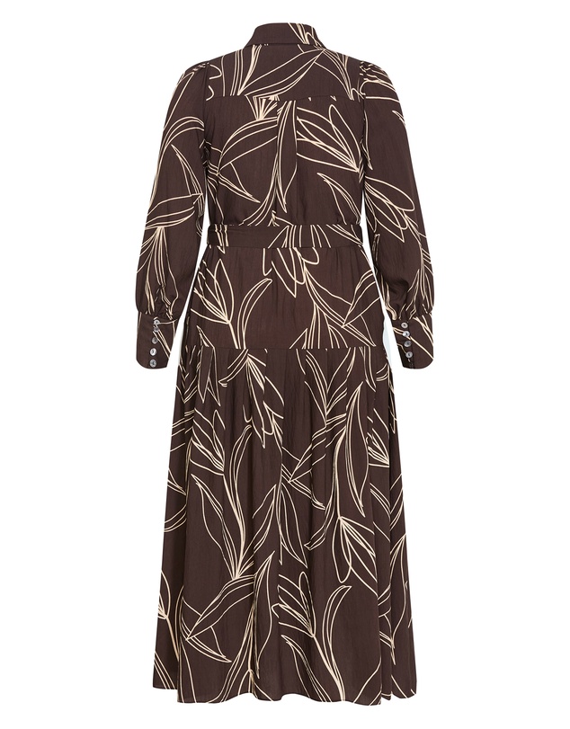 City Chic - Plus size Ezra Bloom Print Maxi Dress - chocolate