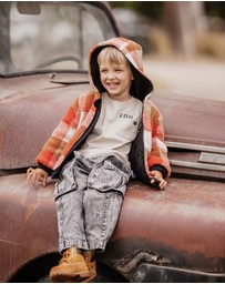 Fox & Finch - Washed Black Pull On Cargo Jeans 3-7 Yrs