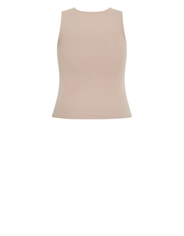 City Chic - Plus size Tara Motif Rib Tank - stone
