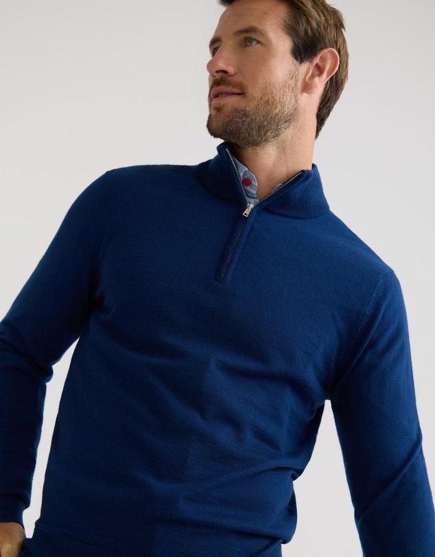 Oxford - Merino Zip Neck Pure Wool Pullover