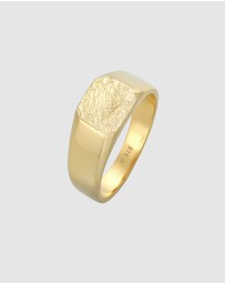 Kuzzoi - ICONIC EXCLUSIVE - Structured Signet Ring in Gold-Plated 925 Sterling Silver