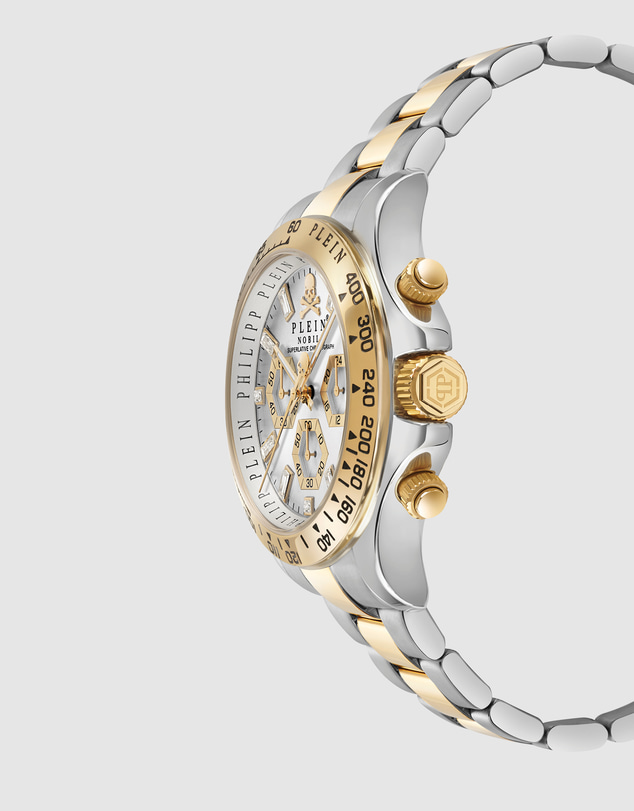 Philipp Plein - Philipp Plein Nobile Chrono 43mm Silver White Dial Two-Tone Stainless Steel Bracelet Watch