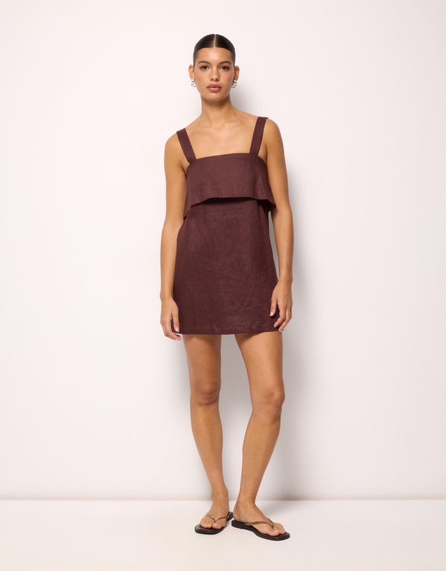 AERE - Nora Buckle Detail Linen Mini Dress
