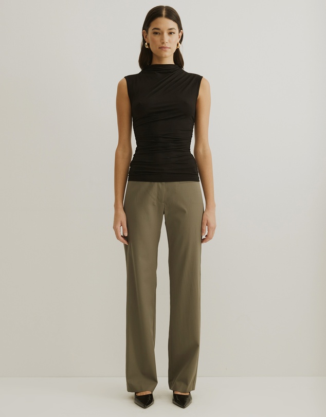Atmos&Here - Ruched Neck Sleeveless Top