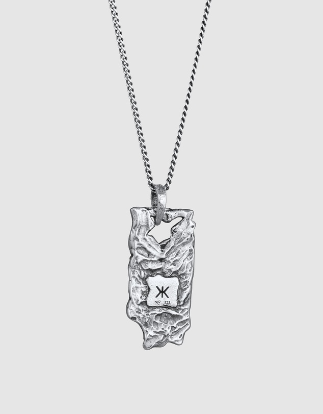 Kuzzoi - ICONIC EXCLUSIVE - Structured Tag Pendant Necklace in 925 Sterling Silver