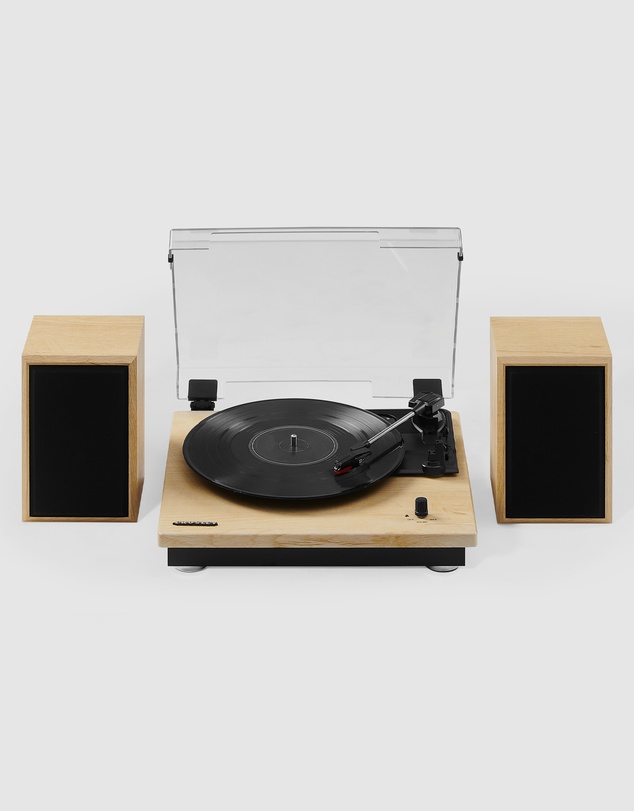 Crosley - Crosley Brio Record Player Shelf System With Speakers - Natural