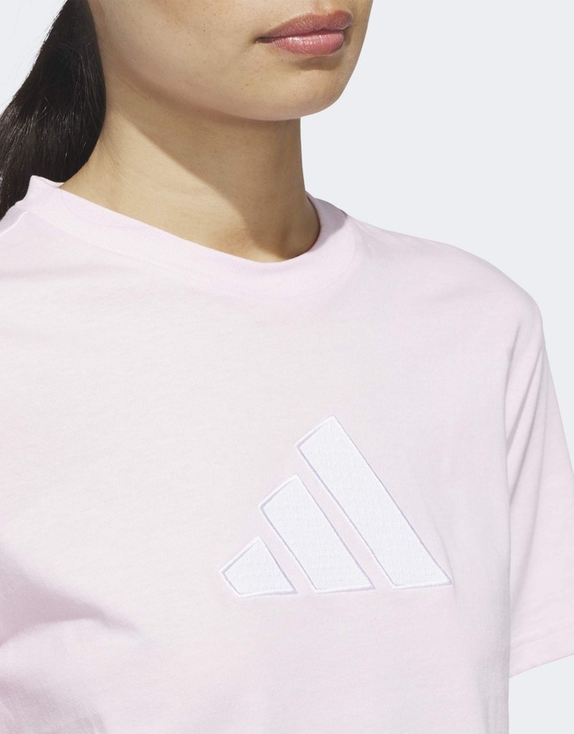 adidas Sportswear - TEXTURED GINGHAM BIG LOGO GRAPHIC T-SHIRT Womens