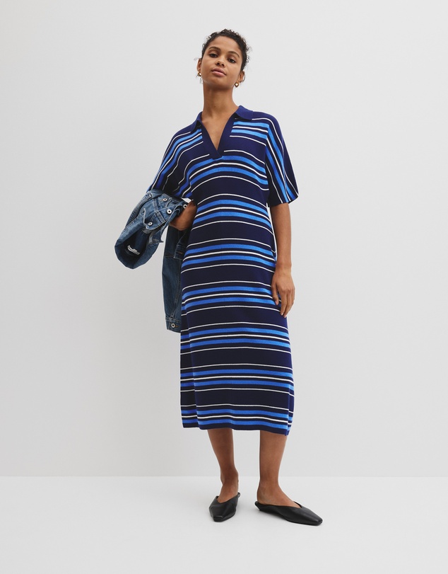 Country Road - Australian Merino Stripe Polo Knit Dress