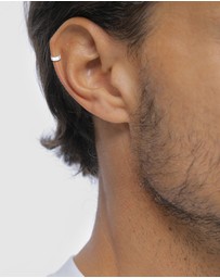 Kuzzoi - ICONIC EXCLUSIVE - Earrings Male Single Hammered 925 Sterling Silver