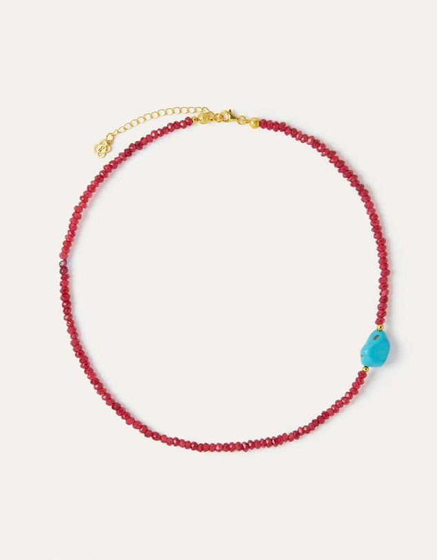 Ottoman Hands - Felice Red Jade and Turquoise Beaded Necklace