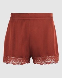 Sans Complexe - Charming Silky Satin Pyjama Shorts with Lace