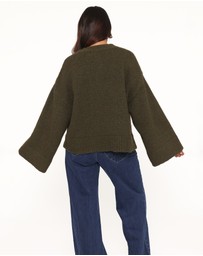 Petal & Pup - Fern Wide Sleeve Cardigan - Olive