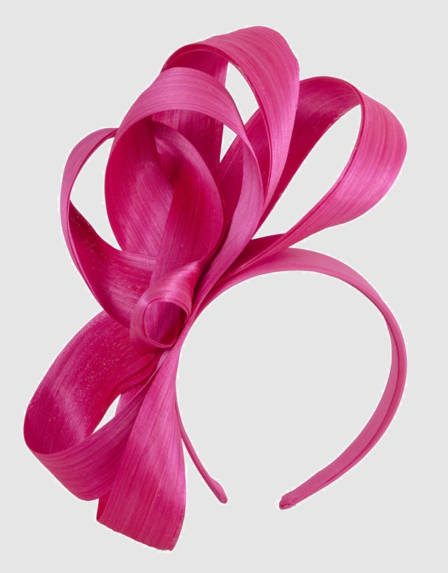 Fillies Collection - Hot Pink Silk Abaca Loops Racing Fascinator