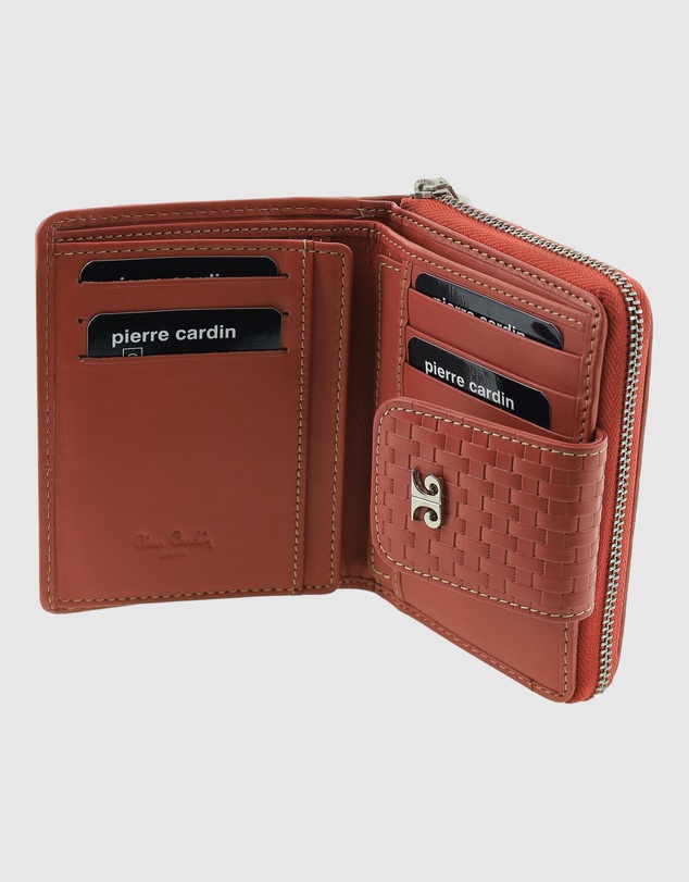 Pierre Cardin - Woven Leather Zip-Around Bi-Fold Wallet with RFID