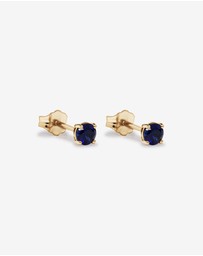 Michael Hill - Round Blue Created Sapphire Birthstone Stud Earrings in 10kt Yellow Gold
